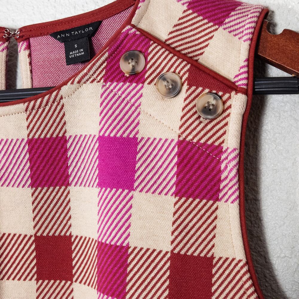 Ann Taylor Pink Plaid Sleeveless Top Size S Preppy Academia Heritage NWT - Picture 4 of 8